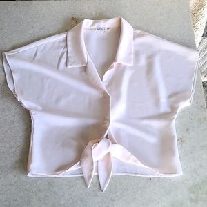 Venus cropped tie-front top